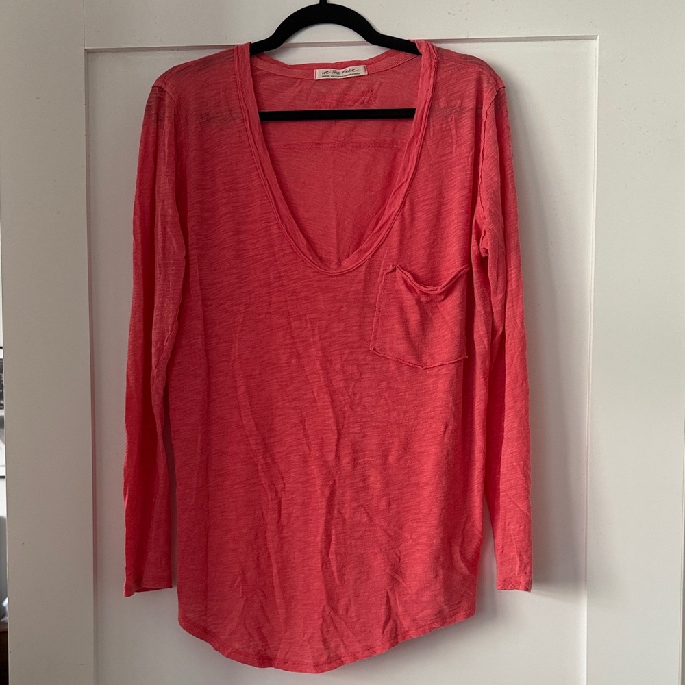 We The Free Betty Long Sleeve Tee - Coral Red